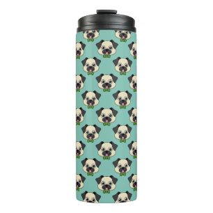 Cute Happy Pug Dog with Papillon Thermal Tumbler