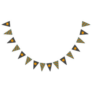 Cute Happy Pumpkins orange, blue Halloween Bunting