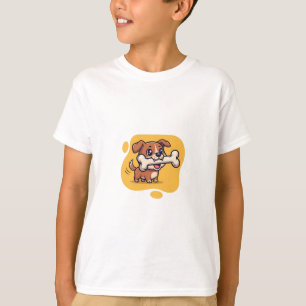 Cute Happy Puppy Carrying Bone Kids T-Shirt