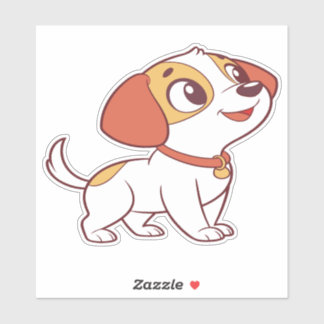 Cute Happy Puppy Cartoon Sticker