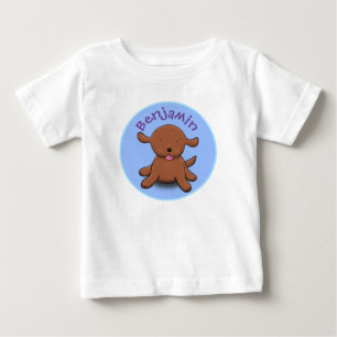 Cute happy puppy dog blue cartoon illustration baby T-Shirt