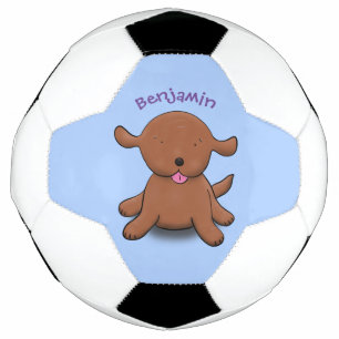 Cute happy puppy dog blue cartoon illustration football