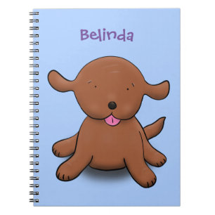 Cute happy puppy dog blue cartoon illustration notebook