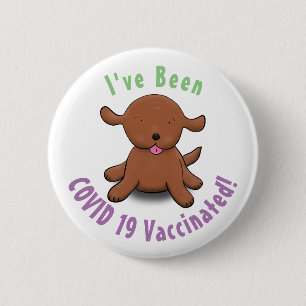 Cute happy puppy dog cartoon illustration 6 cm round badge