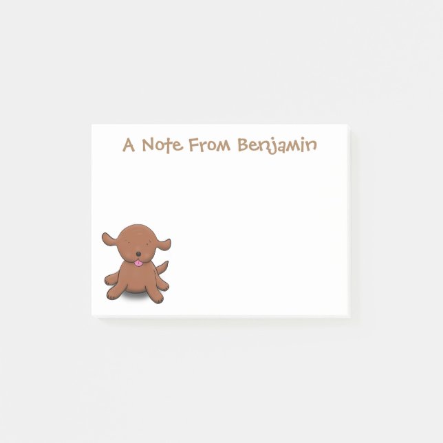 Cute happy puppy dog cartoon illustration post-it notes (Front)
