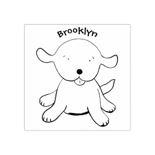 Cute happy puppy dog cartoon illustration rubber stamp