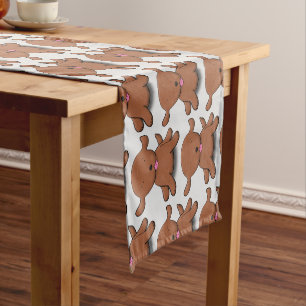 Cute happy puppy dog cartoon illustration short table runner