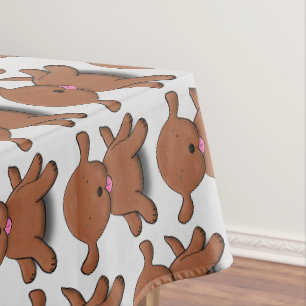 Cute happy puppy dog cartoon illustration tablecloth