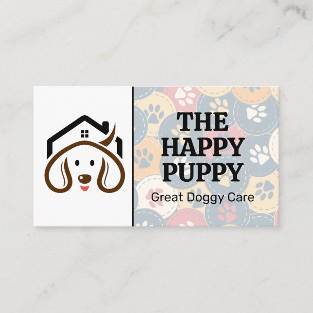 Cute Happy Puppy | Dog Paws | Pet Care Appointment Card (Front)