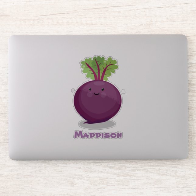 Cute happy purple beet cartoon illustration (Computer)