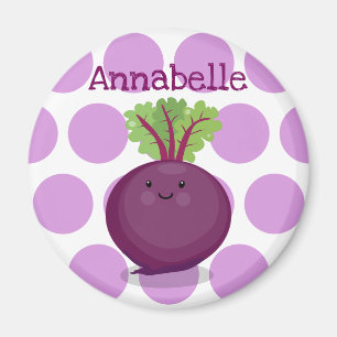 Cute happy purple beet cartoon illustration magnet