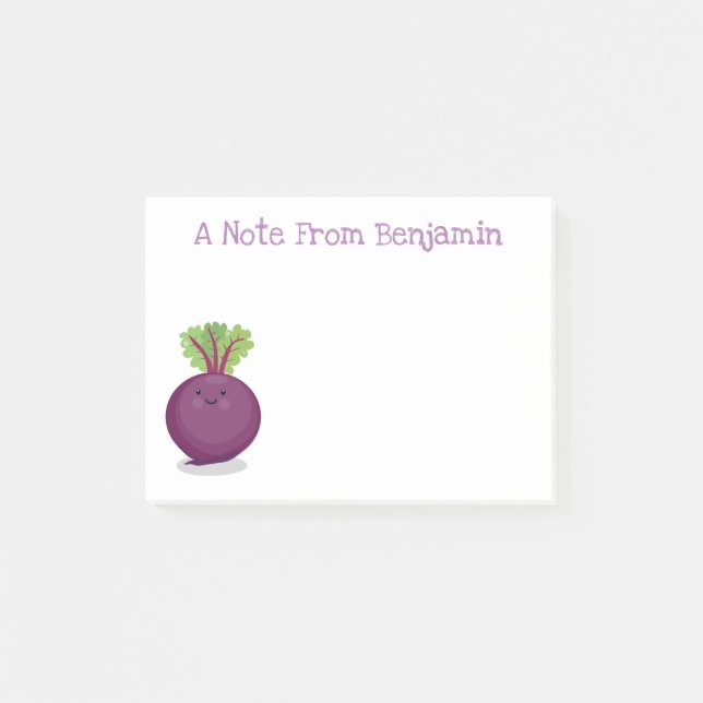 Cute happy purple beet cartoon illustration post-it notes (Front)