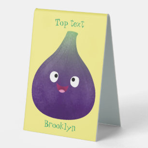 Cute happy purple fig fruit cartoon