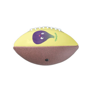 Cute happy purple fig fruit cartoon american football