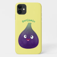 Cute happy purple fig fruit cartoon