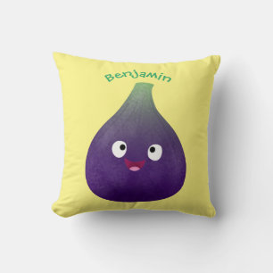 Cute happy purple fig fruit cartoon cushion