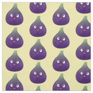 Cute happy purple fig fruit cartoon fabric