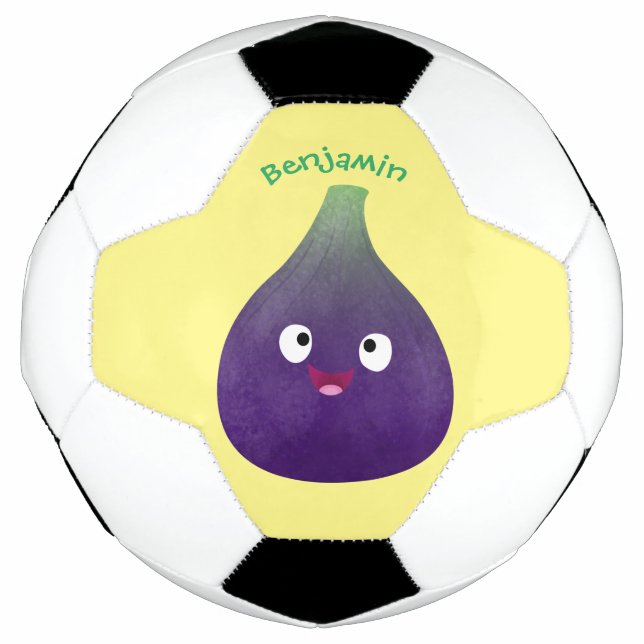 Cute happy purple fig fruit cartoon football (Front)