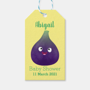 Cute happy purple fig fruit cartoon gift tags