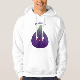 Cute happy purple fig fruit cartoon hoodie