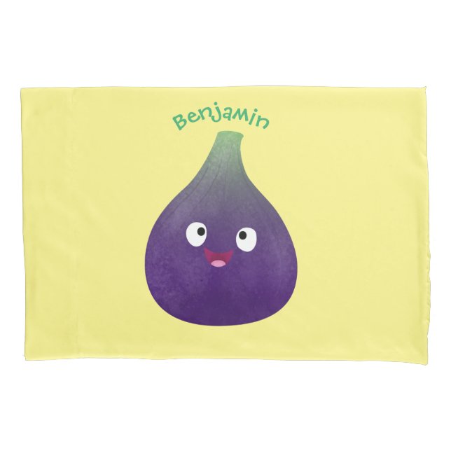 Cute happy purple fig fruit cartoon pillowcase (Front)