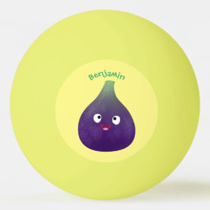 Cute happy purple fig fruit cartoon ping pong ball