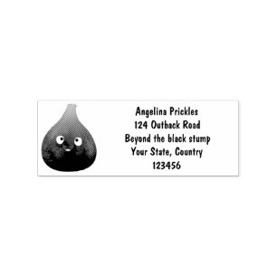 Cute happy purple fig fruit cartoon rubber stamp