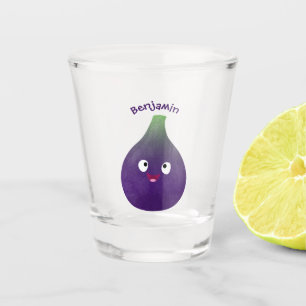 Cute happy purple fig fruit cartoon shot glass