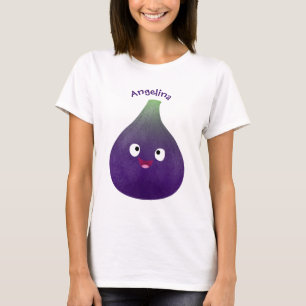 Cute happy purple fig fruit cartoon T-Shirt