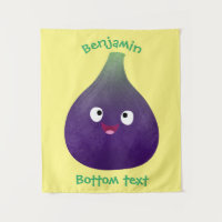 Cute happy purple fig fruit cartoon