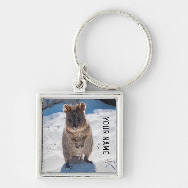 Cute & Happy Quokka Beach Animal Australia Key Ring (Front)