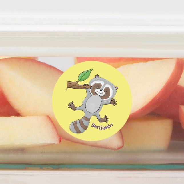 Cute happy racoon baby cartoon illustration (Affixed)