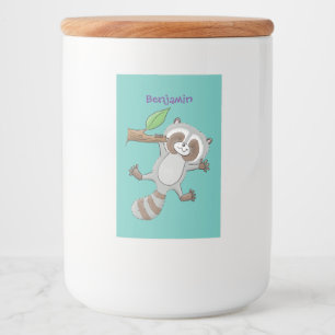 Cute happy racoon baby cartoon illustration food label