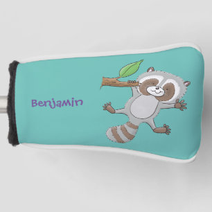 Cute happy racoon baby cartoon illustration golf head cover