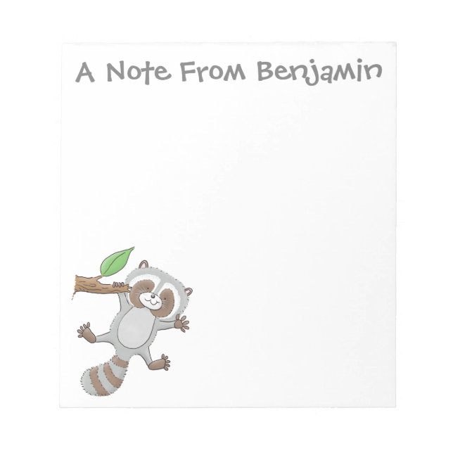 Cute happy racoon baby cartoon illustration notepad (Front)