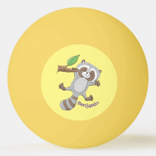 Cute happy racoon baby cartoon illustration ping pong ball