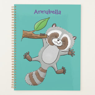 Cute happy racoon baby cartoon illustration planner