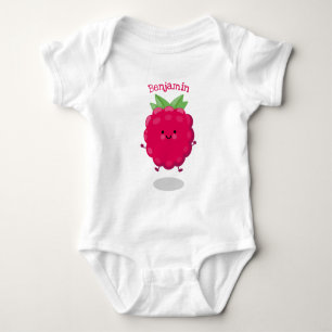 Cute happy raspberry cartoon illustration baby bodysuit