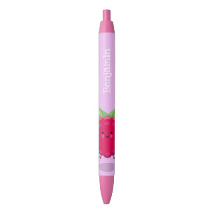 Cute happy raspberry cartoon illustration black ink pen