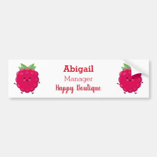 Cute happy raspberry cartoon illustration bumper sticker