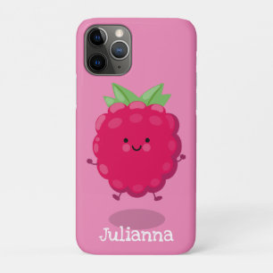 Cute happy raspberry cartoon illustration iPhone 11 pro case