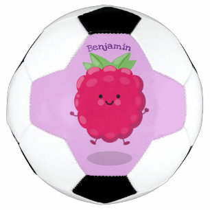 Cute happy raspberry cartoon illustration football
