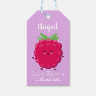 Cute happy raspberry cartoon illustration gift tags