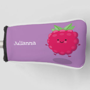 Cute happy raspberry cartoon illustration golf head cover