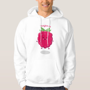 Cute happy raspberry cartoon illustration hoodie
