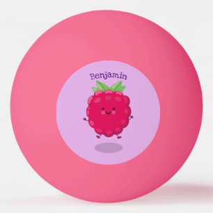 Cute happy raspberry cartoon illustration ping pong ball