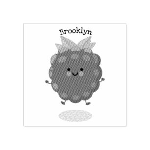 Cute happy raspberry cartoon illustration rubber stamp