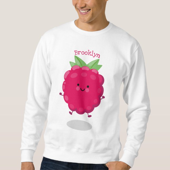 Cute happy raspberry cartoon illustration sweatshirt (Front)