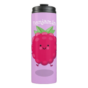 Cute happy raspberry cartoon illustration thermal tumbler