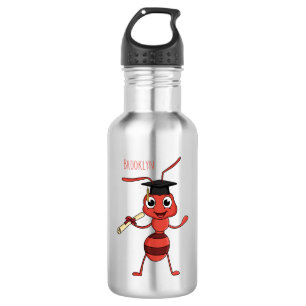 Cute happy red ant cartoon 532 ml water bottle